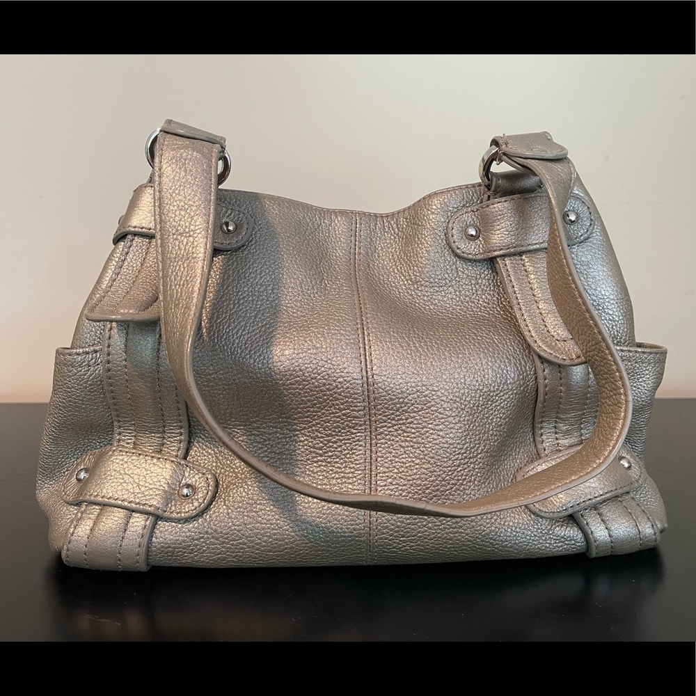 Tignanello silver leather shoulder bag